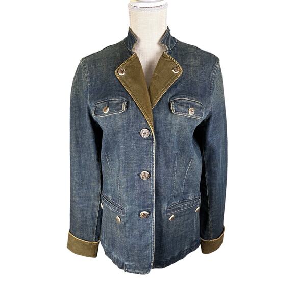 Vintage LRL Lauren Jeans Co Denim Jacket Blazer Women's Large Heritage Y2K Retro - Picture 1 of 10